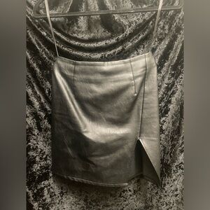 Black Faux Leather Skirt